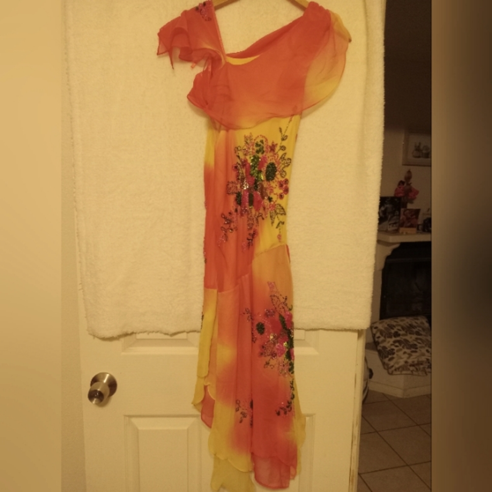 Ladies silk dress with sequins